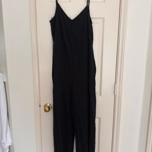 Old Navy Black V-Neck Spaghetti Strap Jumpsuit